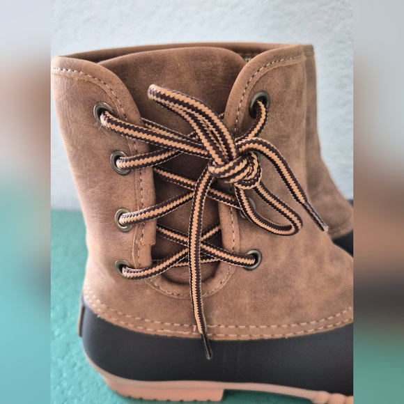 ​Marleylilly Tan and Brown Plaid Lined Duck Boots Size 6 - Picture 9 of 14